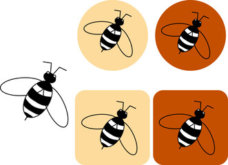 Bee icon. Bumblebee logotype. Vector graphic line illustration. Honey bee vector illustration. Honeycomb hive symbol. Insect sign isolated. Sample poster, invitation, holiday banner, postcard.