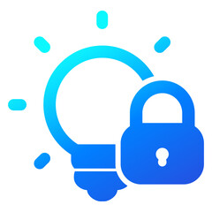 patent icon with light bulb and lock on white