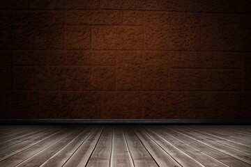 Floorboard against brown wall