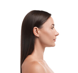 Fototapeta premium Portrait of beautiful woman on white background