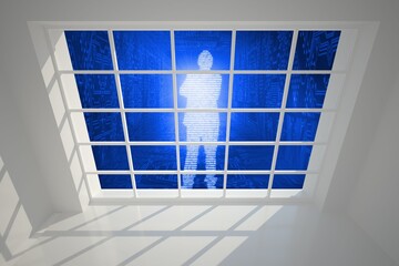 Digital silhouette seen through window