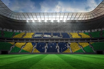 Large football stadium with brasilian fans