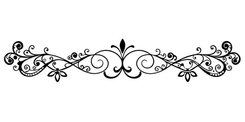 A delicate black lace border gracefully forms a shaped vector divider, offering a decorative element against a clean white backdrop for various design applications.