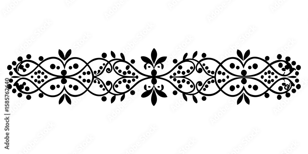 Poster this delicate black lace border elegantly shapes a vector into a divider against a clean, white back