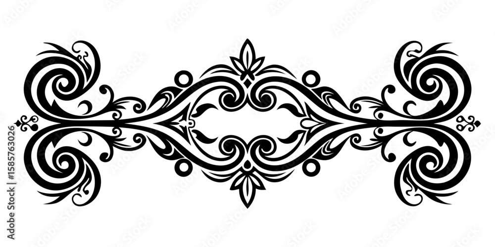 Poster an elegant red scroll border vector design on a clean white canvas, perfect for adding a touch of tr
