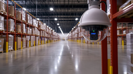 Warehouse security camera storage surveillance safety industrial modern organized