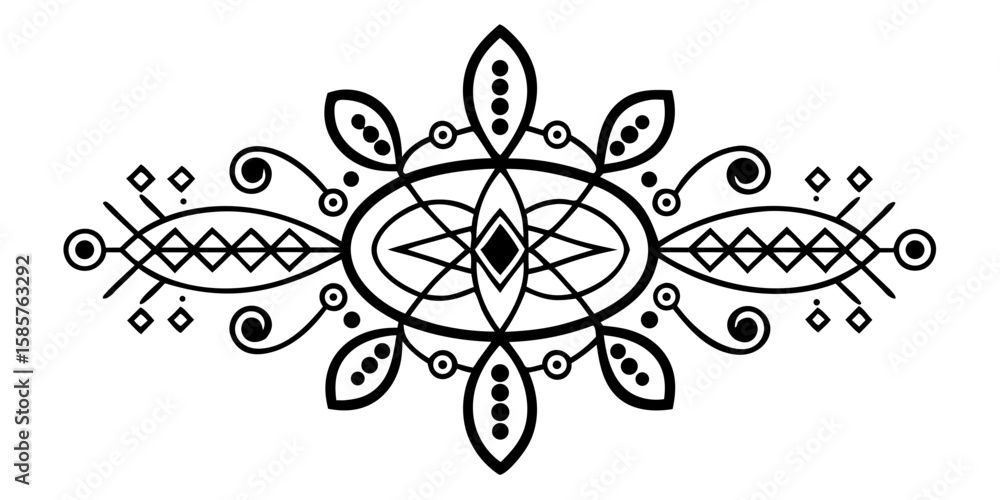 Poster symmetrical red dot and line pattern provides a simple decorative element against a clean white back