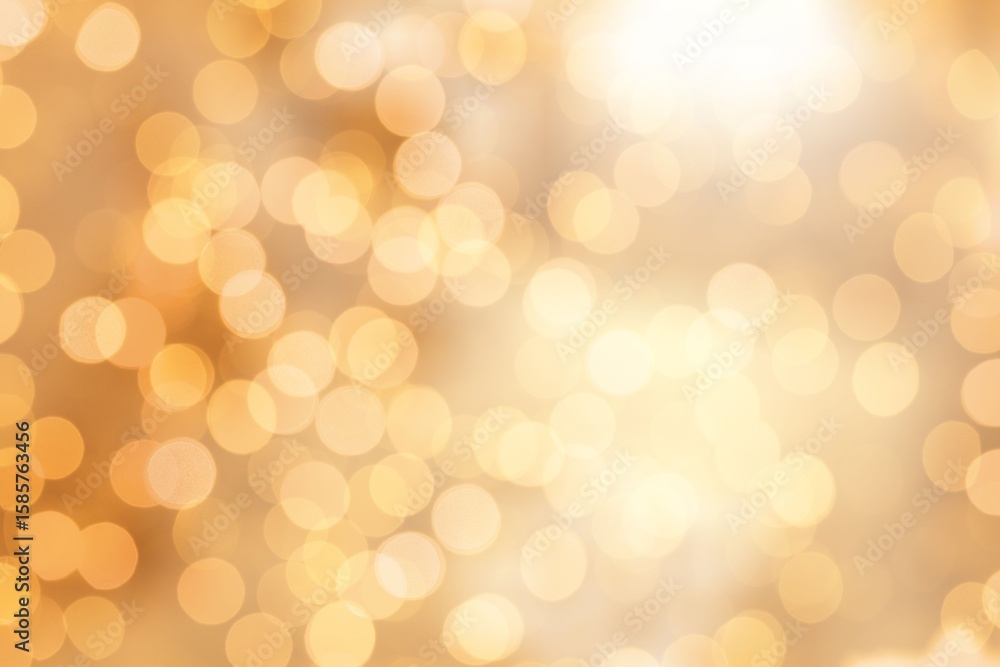 Poster displaying flat defocused golden bokeh circles shining across width creating warm glowing backdrop