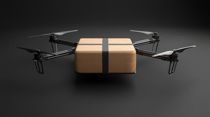 Cargo drone, modular design, delivery, technology, black background, innovation, futuristic
