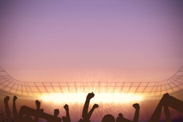 Football stadium with cheering crowd