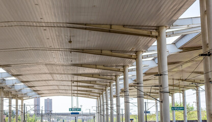The iron shed building in the waiting room of the railway station