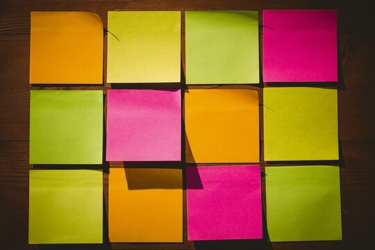 Colourful sticky notes with copy space