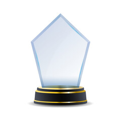 Golden number one trophy design symbolizing first place. Luxury element for winner recognition, success, or special event promotion.