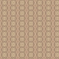 Symmetrical geometric pattern with diamond and infinity motifs. Abstract ethnic design in beige and brown