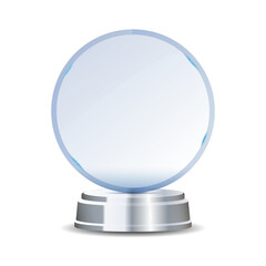 Silver and glass award prize in modern style. Glossy trophy with metallic elements for corporate success, competitions, and official ceremonies.