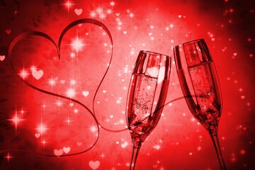 Glowing red Valentines composite