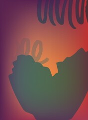 heart shape with scrawls on colored background