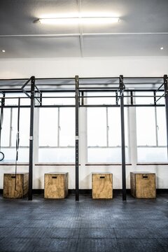 Gymnastics rings by boxes