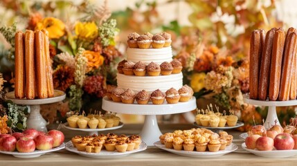Fototapeta premium Autumnal dessert table display