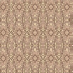 Symmetrical repeating pattern with abstract geometric and organic shapes in earthy brown and beige tones