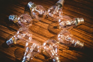 High angle view of bulbs in circular form