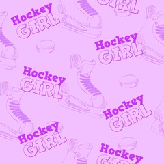 Fototapeta premium Composition of hockey girl texts over ice skates