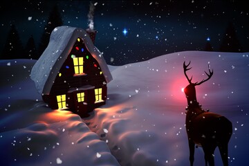 Christmas house in the snow