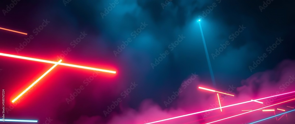 Poster a captivating abstract background with neon lights and smoke, creating a futuristic and atmospheric 