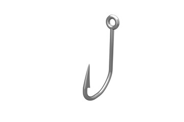 Steel hook over white background