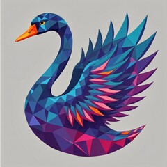 Obraz premium Prismatic Elegance: A Stylized Swan in Color