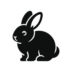 Black vector silhouette of a rabbit, simple silhouette design vector icon on white background