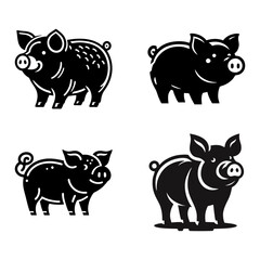 Pig animal silhouette vector, simple silhouette design vector icon with white background