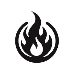 Black silhouette vector of fire, Simple silhouette design vector icon with white background