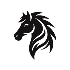 Horse head black silhouette vector, Simple silhouette design vector icon with white background