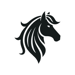 Horse head black silhouette vector, Simple silhouette design vector icon with white background