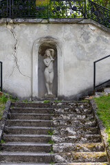Old white sculpture in the park