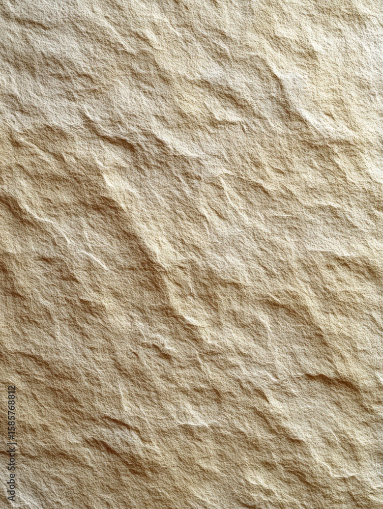 Poster textured beige crumpled paper surface background with irregular creases and folds for design and cra