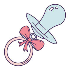 Cute cartoon pacifier with a bow in a playful style