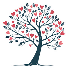 Beautiful tree with heart-shaped leaves in a romantic style