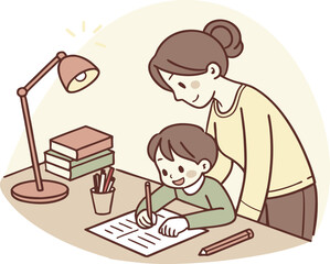 Parent Helping Child with Homework | Home Study Support