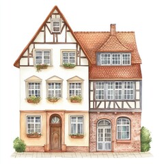 Vintage German townhouses architecture building half-timbered.