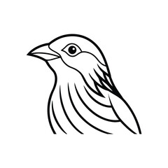 Obraz premium a warbler bird head line art silhouette vector illustration on white background