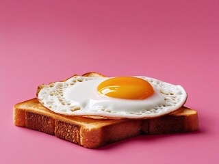 Sunny Side Up Egg on Toast with Pink Background