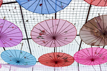 A decorative cloth umbrella