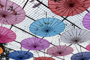 A decorative cloth umbrella