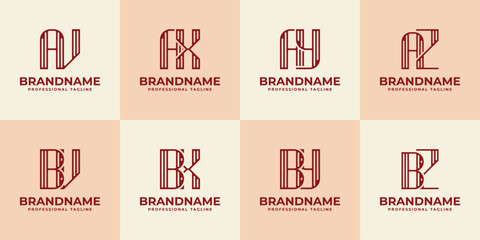 Letters AV AX AY AZ BV BX BY BZ Stripe Logo, suitable for any business