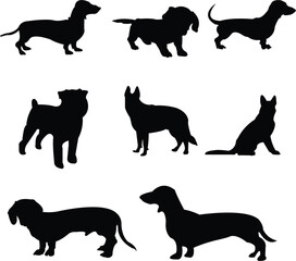 Dachshund & Dog Silhouette Vector Set – Pet Animal Clipart Collection