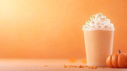 Creamy pumpkin spice latte topped with whipped cream and sprinkles