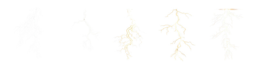 Collection of different lightning, created with AI, PNG