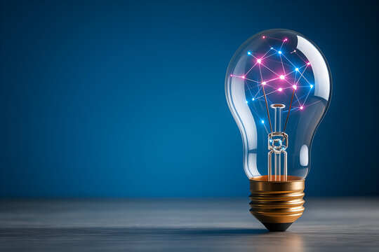 Creative Ideas Forming Inside a Light Bulb &ndash; 3D Rendering Concept Stock Photo